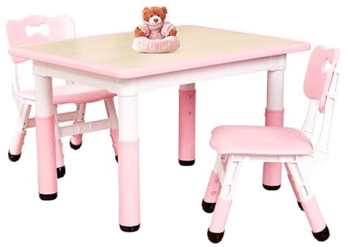 Verstelbare Kindertafel met 2 Stoelen - Peuter en Schoolmeubilair voor Kinderen van 3-8 Jaar