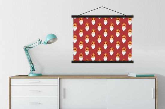 Support pour affiches avec affiche 60 x 45 cm - Affiche scolaire - Décoration Saint Nicolas - Saint - Enfants - Kids - Garçons - Filles - Affiche textile - Lattes noires