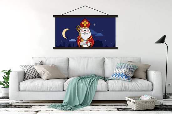 Porte-affiche avec affiche - Affiche scolaire - Décoration Sinterklaas - Sinterklaas - Enfants - Kids - Garçons - Filles - Kids - 120x60 cm - Lattes noires