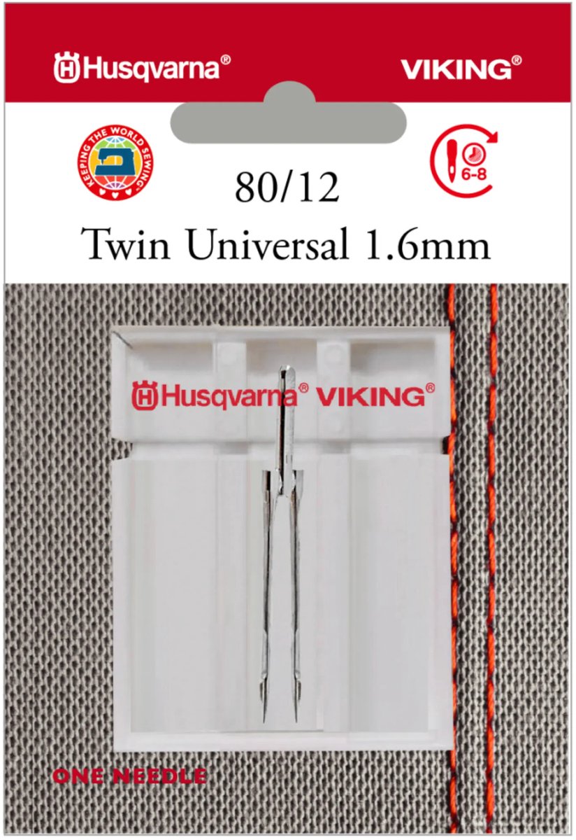 Husqvarna-Viking Tweelingnaald Universal / 80 / 1.6mm (1 stuk) Naalden