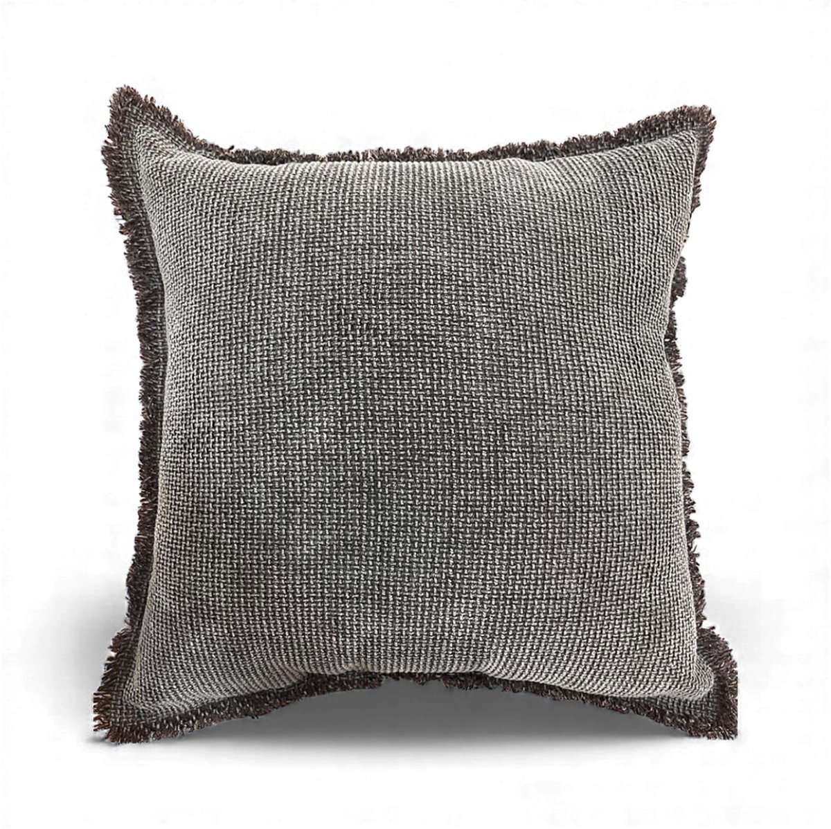 by Mooss - Sierkussen - Katoen - Franjes - Grey - 50x50 cm - Hip - Trendy - Accesoires - Decoratie