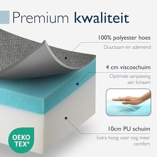 XXL Vouwmatras - Logeermatras Gastenbed - Comfortabel Slapen - Extra Dik Schuim - 140x200 cm - Grijs — afbeelding 4