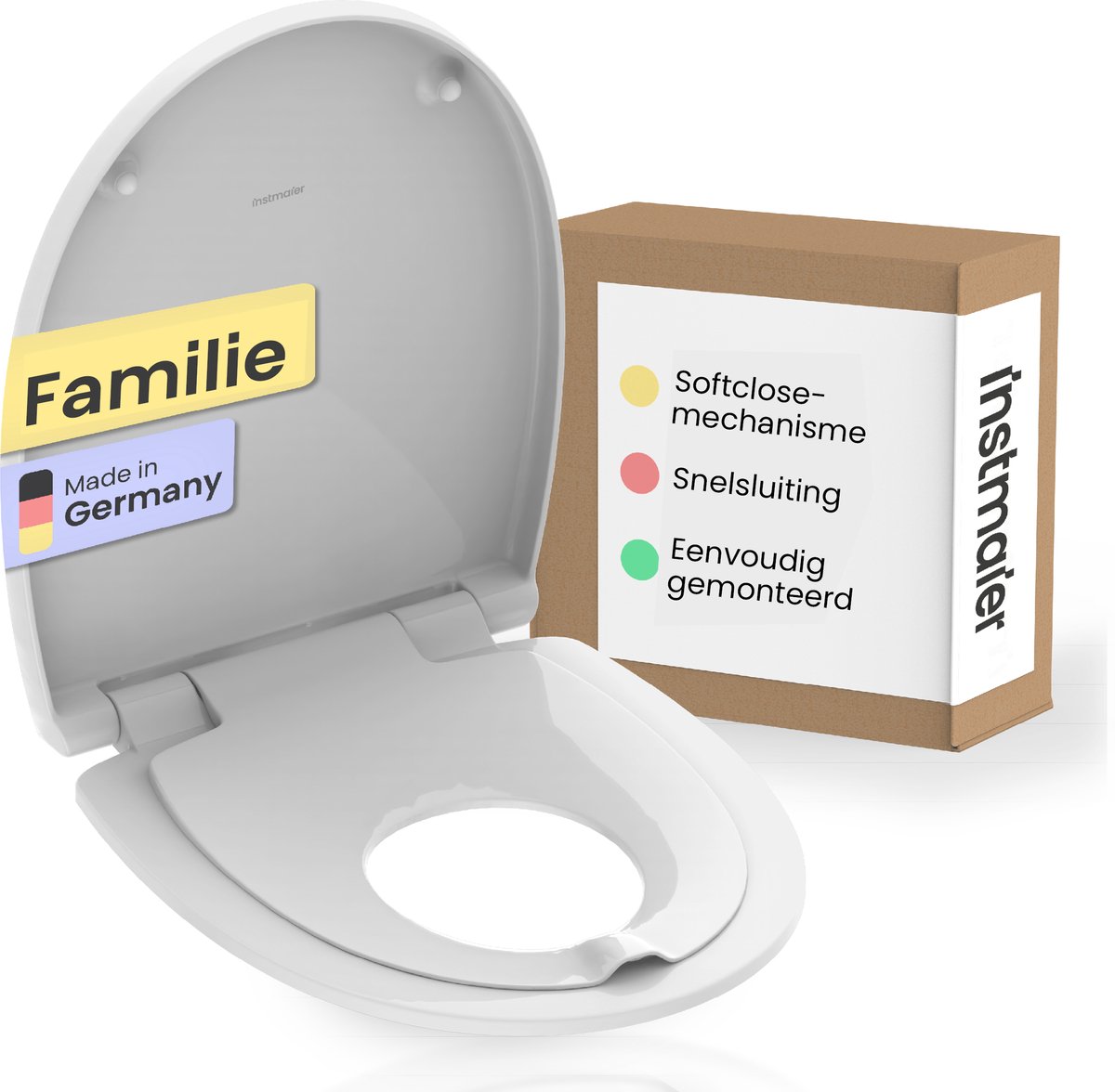 instmaier Alma - Familie WC Bril - Made in Germany - ovale vorm - Duroplast - Wit