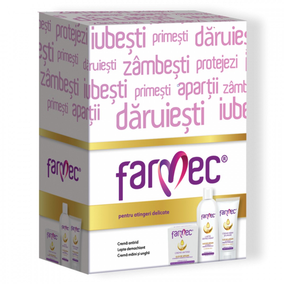 Farmec GIFTSET - Cadeauset voor vrouwen : Anti-rimpelcrème, reinigingsmelk en hand- en nagelcrème met arganolie - uidverzorgingsroutine met arganolie 50ml / 150ml / 100ml