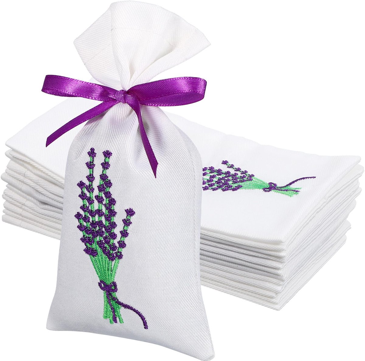 IMPERATORIS® Geurzakjes voor Kledingkast - Ladeverfrisser - Aromatherapie - Voor Kleding en Auto - Lege lavendelzakjes - 12 Stuks - bloemenprint