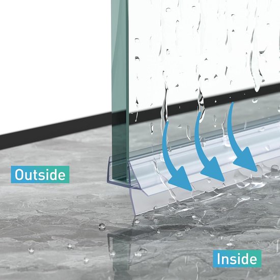 Gebogen Groef Douche Drempel Waterbarrière - Natte Kamer Vloer Dam Douchebak Dichtstrip Badkamer Vloer Dichtrand Wasmachine Badkuip Werkblad Waterretentiestrip Grijs 3cm Hoog X 2cm Breed