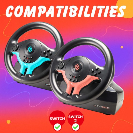 Subsonic SV250-S Stuurwiel - Racestuur voor Nintendo Switch en Switch 2 - Geschikt voor racegames - Rood van Subsonic — afbeelding 3