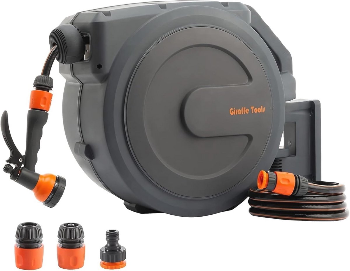 Automatische Tuinslanghaspel 25 m met Multisproeier en Aansluitslang
