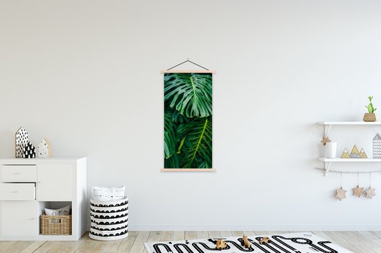 Affiche scolaire - Feuilles botaniques vert foncé dans un jardin - 60x120 cm - Lattes vierges