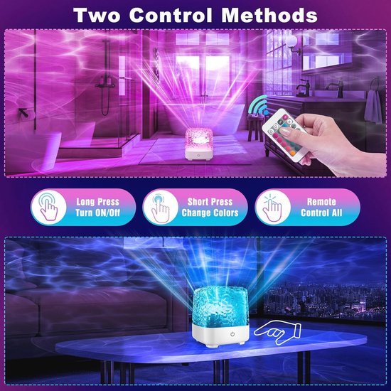 Oceaan Galaxy Projector Nachtlampje met Afstandsbediening - 30 Verlichtingsmodi - Roterende Noorderlichtlamp van Merkloos — afbeelding 3