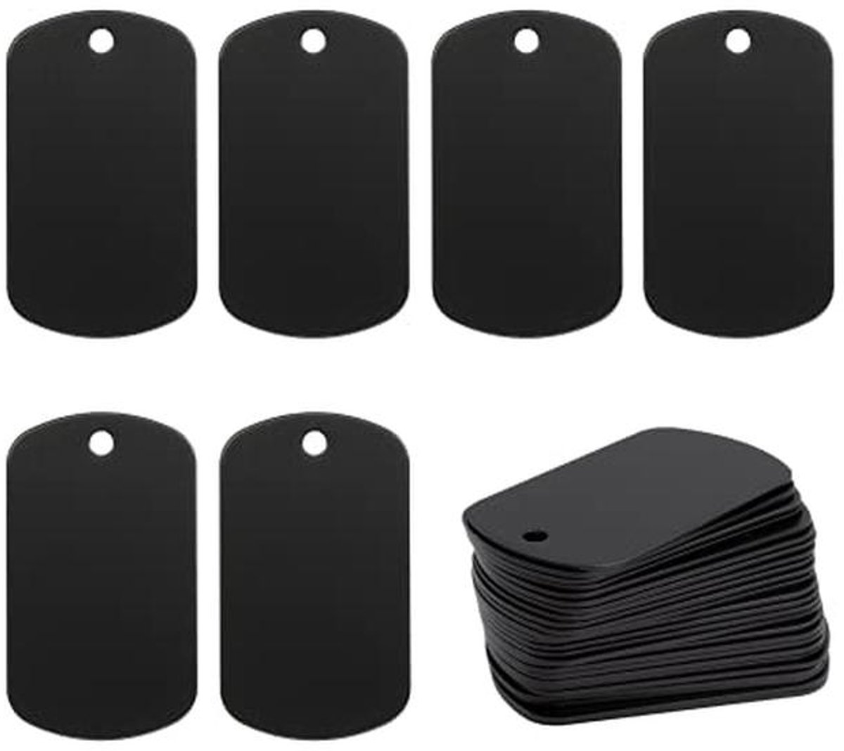 Aluminium Stansen Gravure Tags - Blanco Hondenpenningen 25 Pack Zwart
