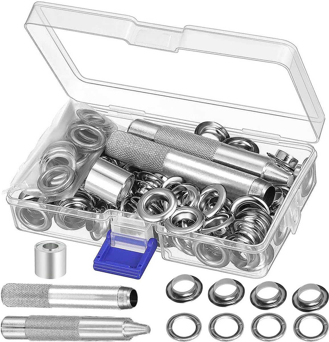 Gereedschapsset voor Ogen en Sluitringen - 100 Sets van 10 mm voor Dekzeilen en Leer