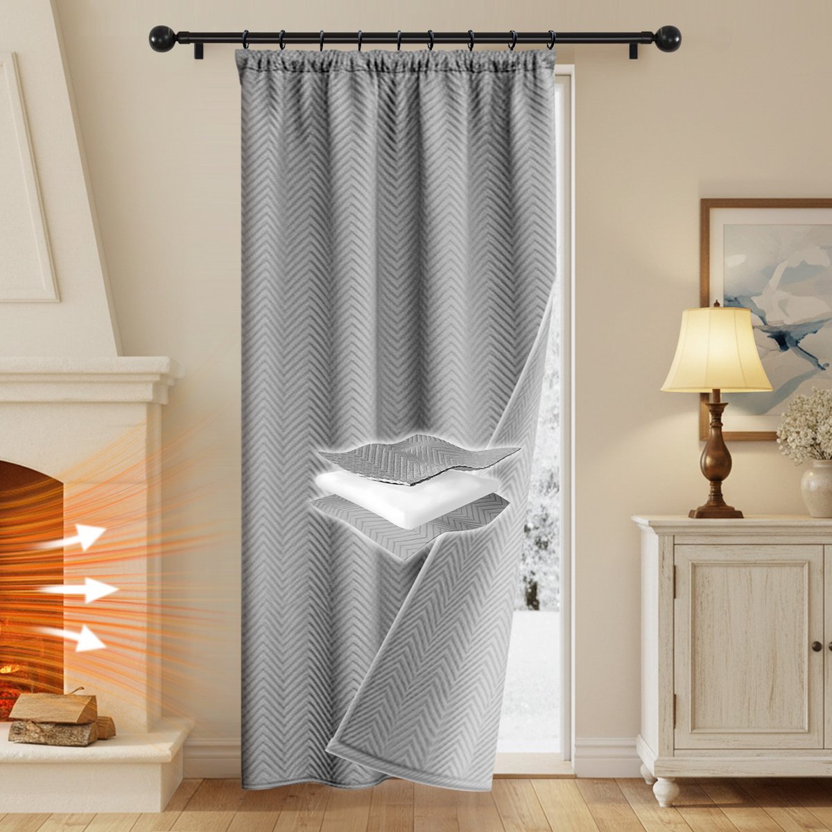 Qelus Verduisterende Gordijnen - Kant en Klaar Gordijn - Zware Verduisteringsgordijnen in Pluche - 1 stuk Voor Een Lekker Warme & Stille Woonkamer/Slaapkamer- B 140 x H 245cm (Grijs)