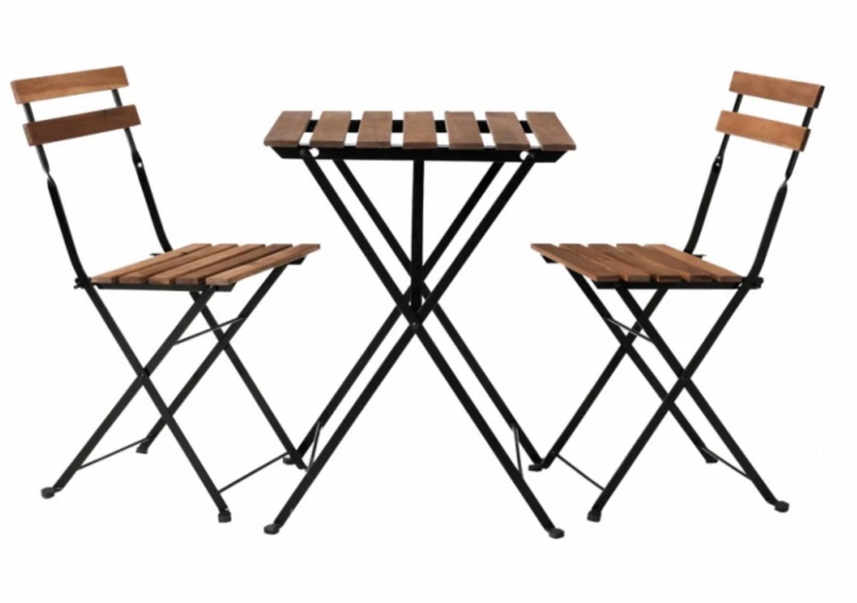 Bol.com Casaria Bistroset – 3 delig 2 Stoelen 1 Tuintafel – Acaciahout Metaal aanbieding