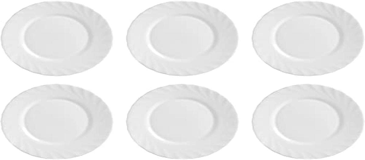 Set van 6 Witte Ovale Glazen Borden - 19.5 cm - Geschikt voor Vaatwasser