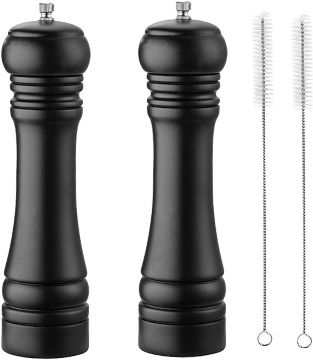Set van 2 Houten Zout- en Pepermolens met Keramisch Slijpsysteem - 8 Inch