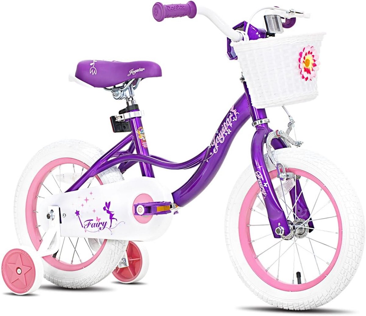 12 inch kinderfiets voor meisjes van 2 tot 4 jaar met trainingswielen - paars