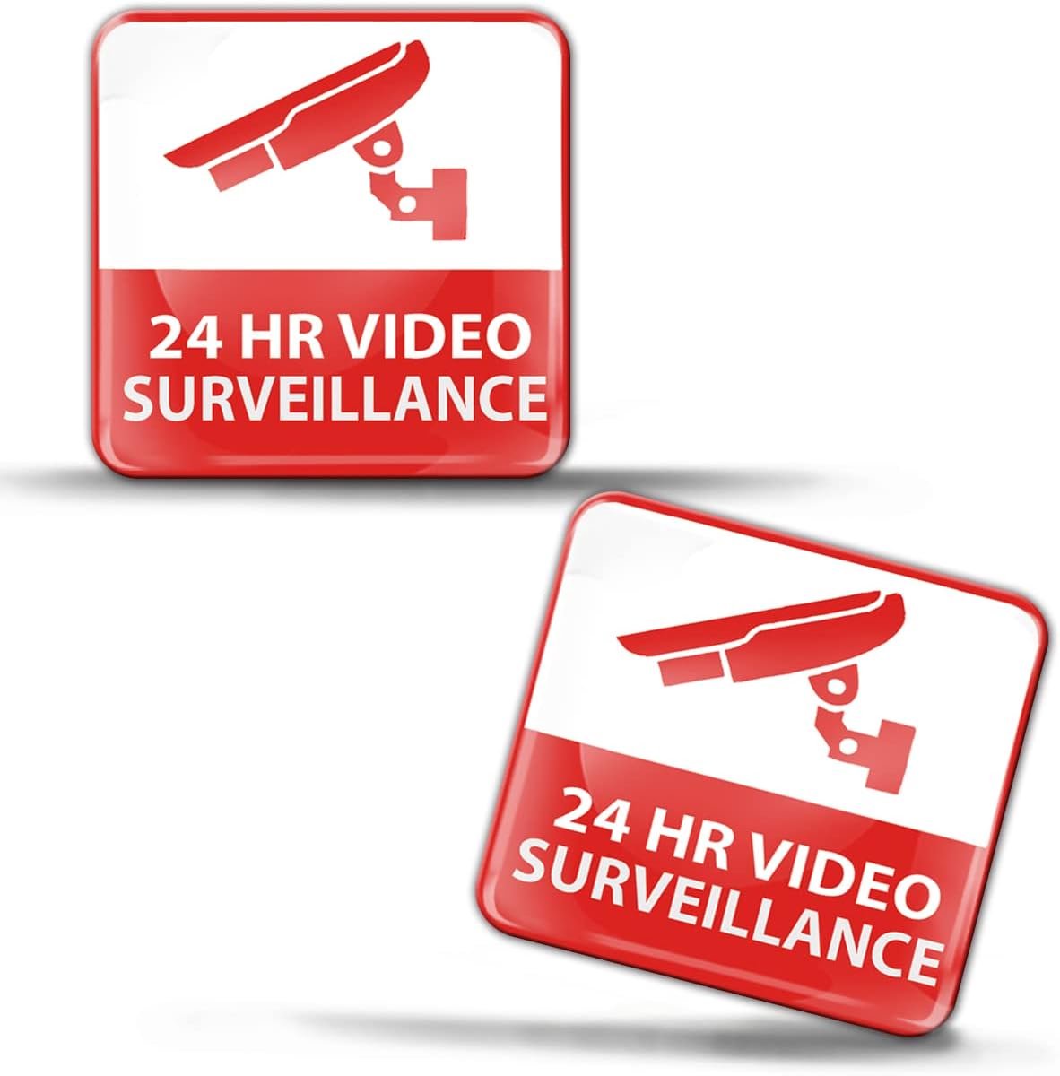 2x 3D Gel Stickers: Camerabewaking Waarschuwingsbord voor Auto, Motor en Ramen