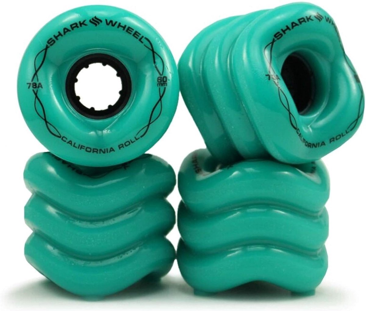 Shark Wheel 60mm Longboard Cruising Wielen DNA Formula Set van 4 Wielen Turquoise