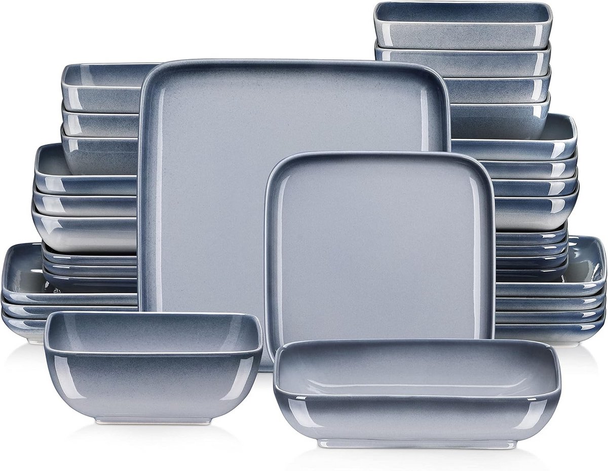 Diner Set voor 8 Personen - Steengoed met Gradiënt Grijs, 32-delige Servies Set