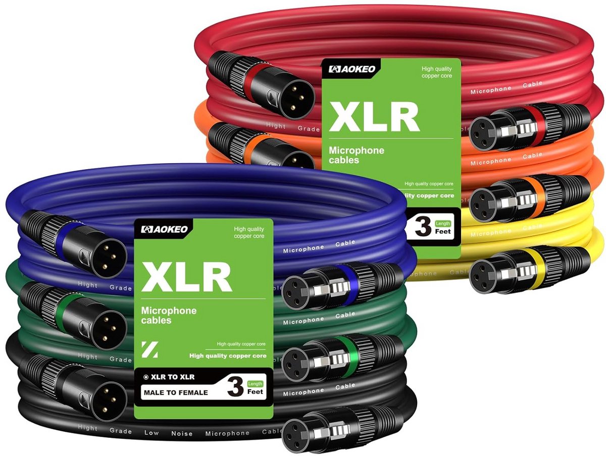 XLR-kabels 3FT voor microfoons en audio-instellingen - 6 stuks