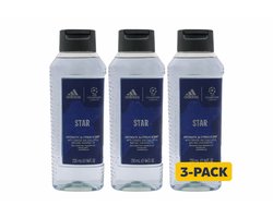 Adidas Champions League Douchegel 3-in-1 · 3-Pack · 3 × 250 ml · Body, Hair & Face · Mannen