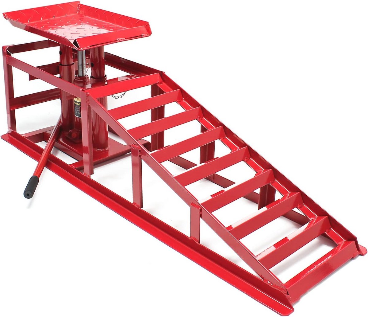 Verstelbare hydraulische oprijplaat met krik - 2000 kg capaciteit en tot 225 mm bandenbreedte