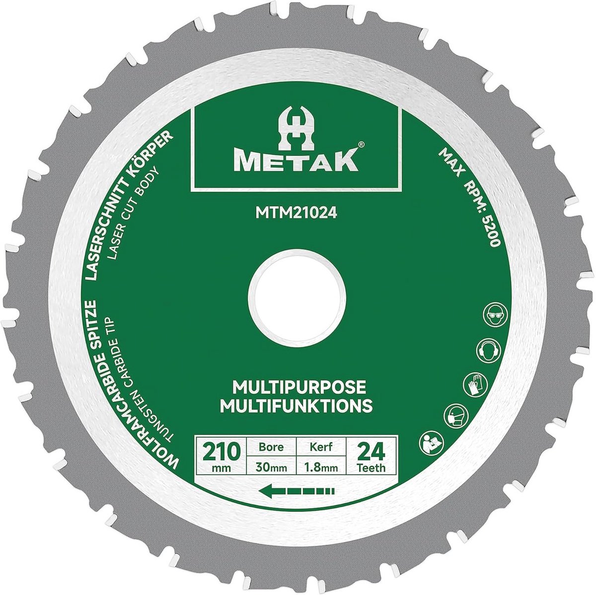 Multifunctioneel cirkelzaagblad 210 mm voor hout, metaal en multimateriaal