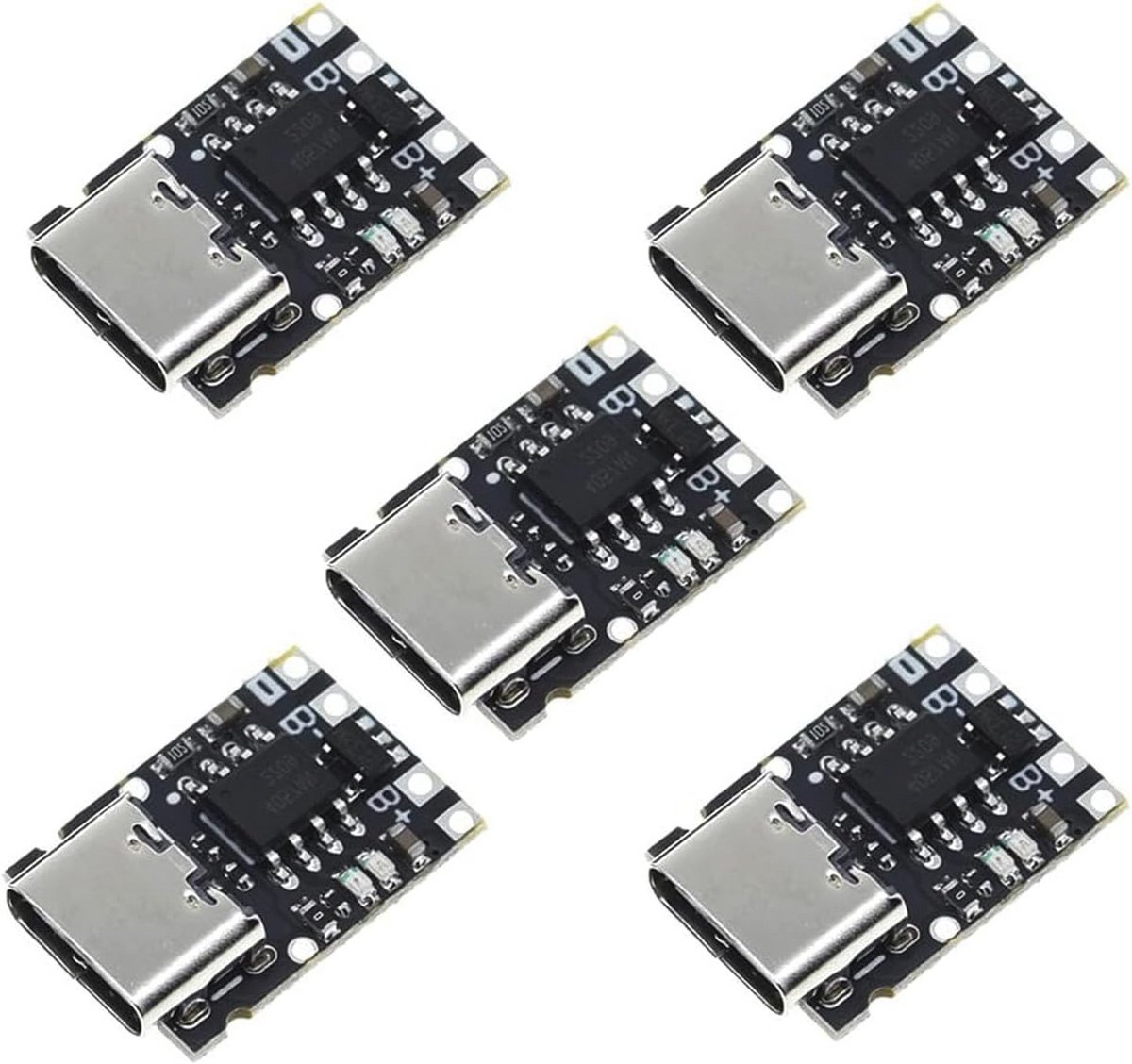 TP4057 USB C Lithium Batterij Laadbord 1A 3,7V - 5 Stuks