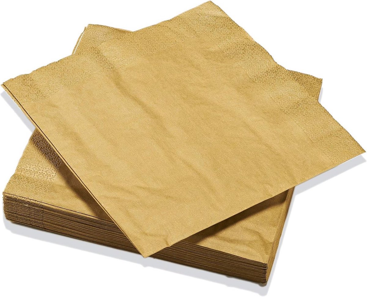 Metallic papieren servetten goud 40 x 40 cm voor feesttafels