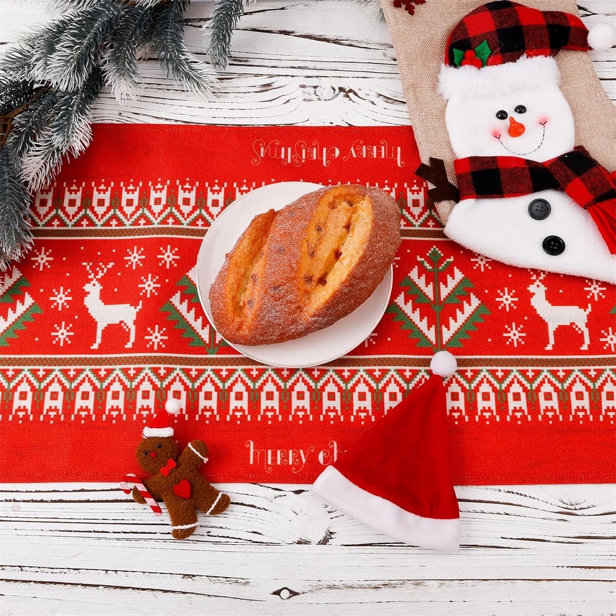 Luxe Kerst Tafelloper Linnen - 183x33 cm Winterdecoratie voor Binnen en Buiten