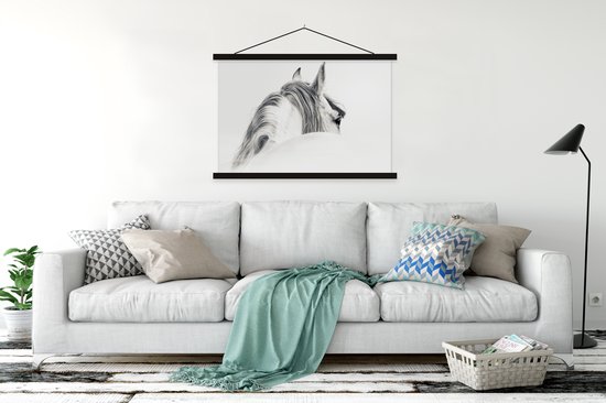 Porte-affiche avec affiche - Affiche scolaire - Cheval - Wit - Animal - 150x100 cm - Lattes noires