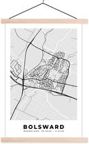 Porte-affiche avec affiche - Affiche scolaire - Plan de la ville - Bolsward - Grijs - Wit - 40x60 cm - Lattes vierges