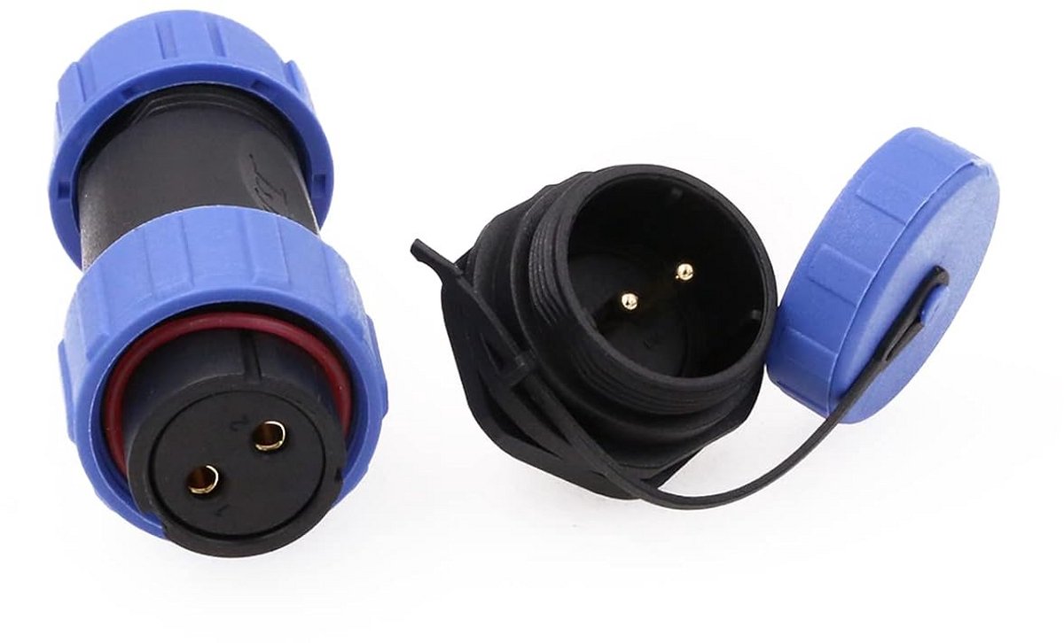 Luchtvaart Connector - Waterdichte Stekker - Stroom Verbinding - IP68 Classificatie - 2 Pin 30A - Zwart