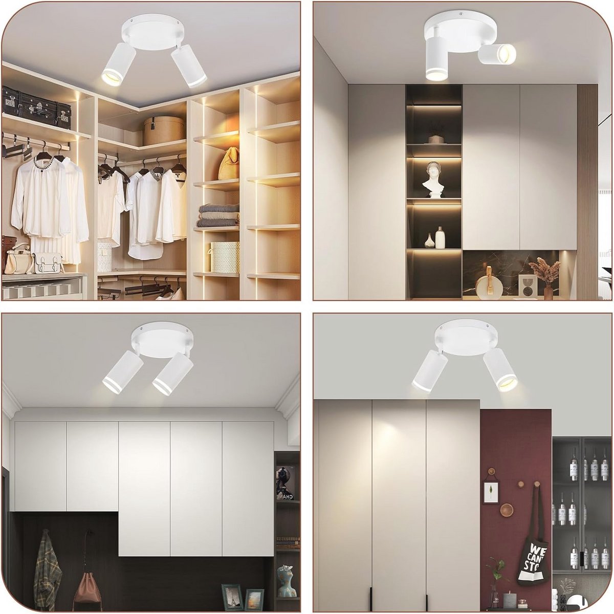 LED Plafondlamp met 2 Draaibare GU10 Spots - Moderne Plafondverlichting voor Woonkamer, Ha