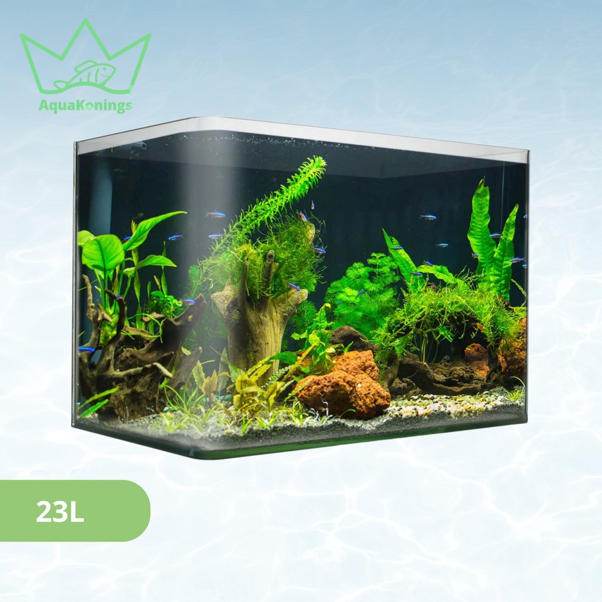 AquaKonings – Aquarium – Aquarium met afgeronde hoeken - Aquariumkit 40x23x25 23L
