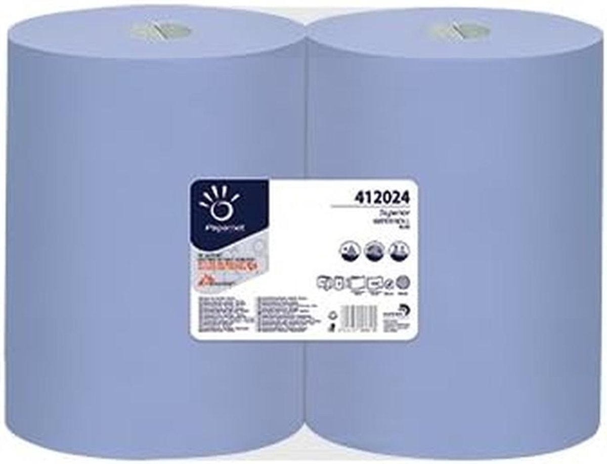 3-laags Schoonmaakdoek Rol - 500 Vel - Blauw - 36x38 cm