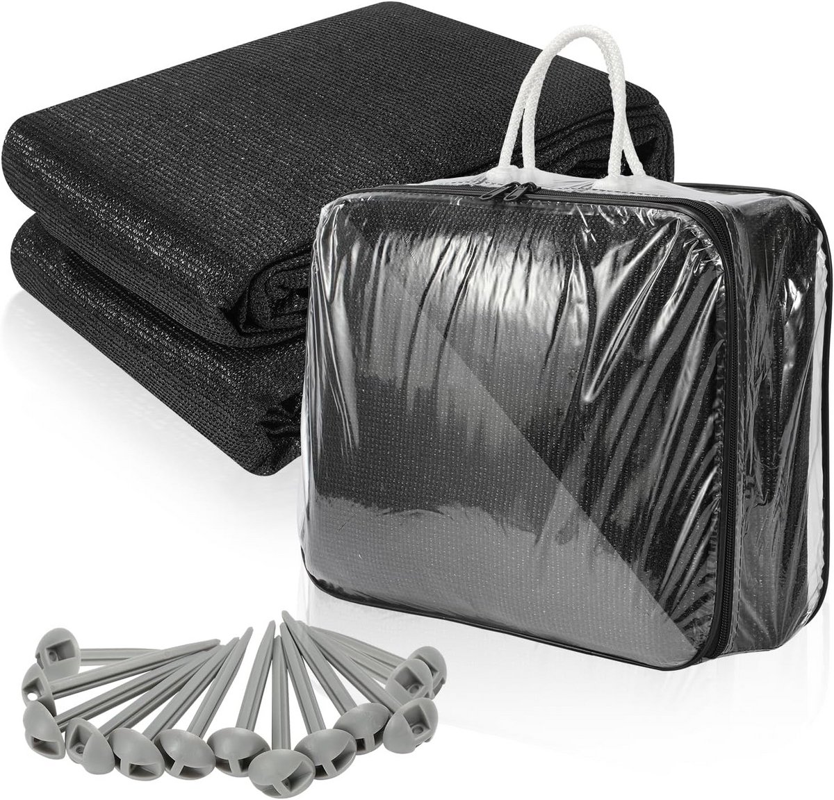 Non-Slip Grondzeil / Camping Tapijt met Draagtas - Ademend en Wasbaar Tapijt voor Tent en Picknick (Zwart, 250 x 400 cm)