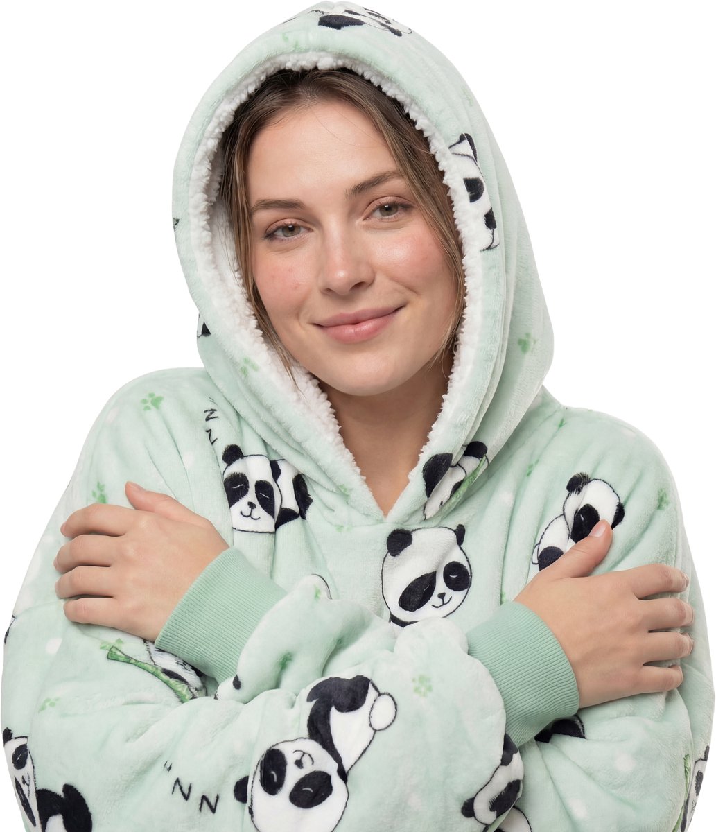 JAXY Hoodie Deken - Snuggle Hoodie - Fleece Deken Met Mouwen - 1450 gram - Hoodie Blanket Panda — cadeau in Wonen & Interieur - foto 6
