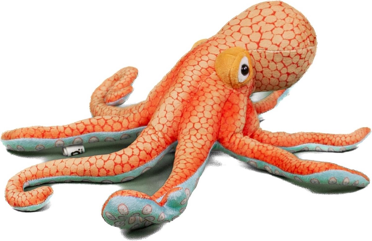 Grote Knuffel Octopus Oranje Pluche Liggend Zeedier 36 cm - Zacht Stoffen Octopus Speelgoed
