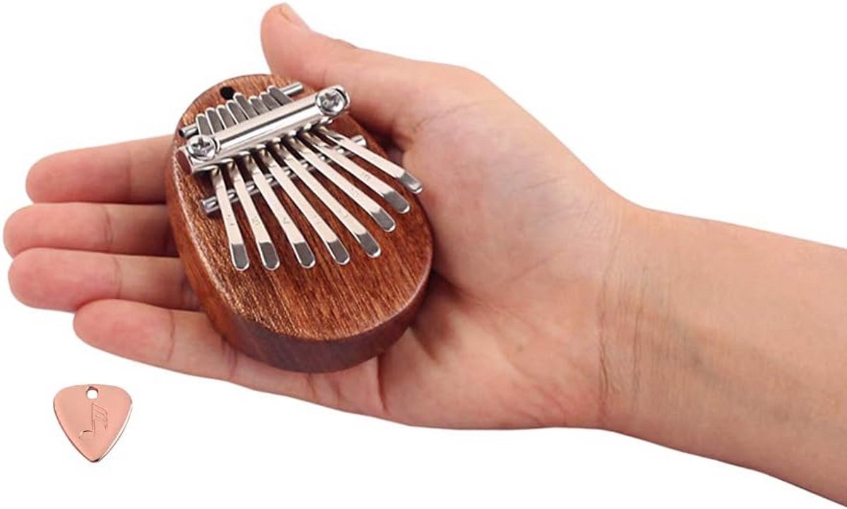 8-Key Mini Kalimba - Compact Thumb Piano in Mahogany for Stress Relief and Gift