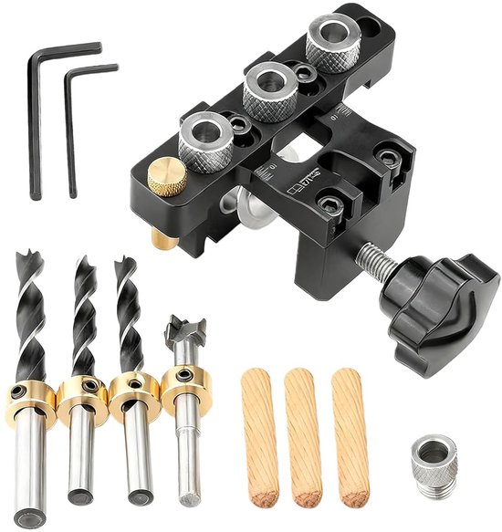 3 in 1 Houten Pluggen Boorsjabloon Voor Nauwkeurige Deuvelverbidingen Bol 3-in-1-houten-pluggen-boorsjabloon-voor-nauwkeurige-deuvelverbidingen-bol