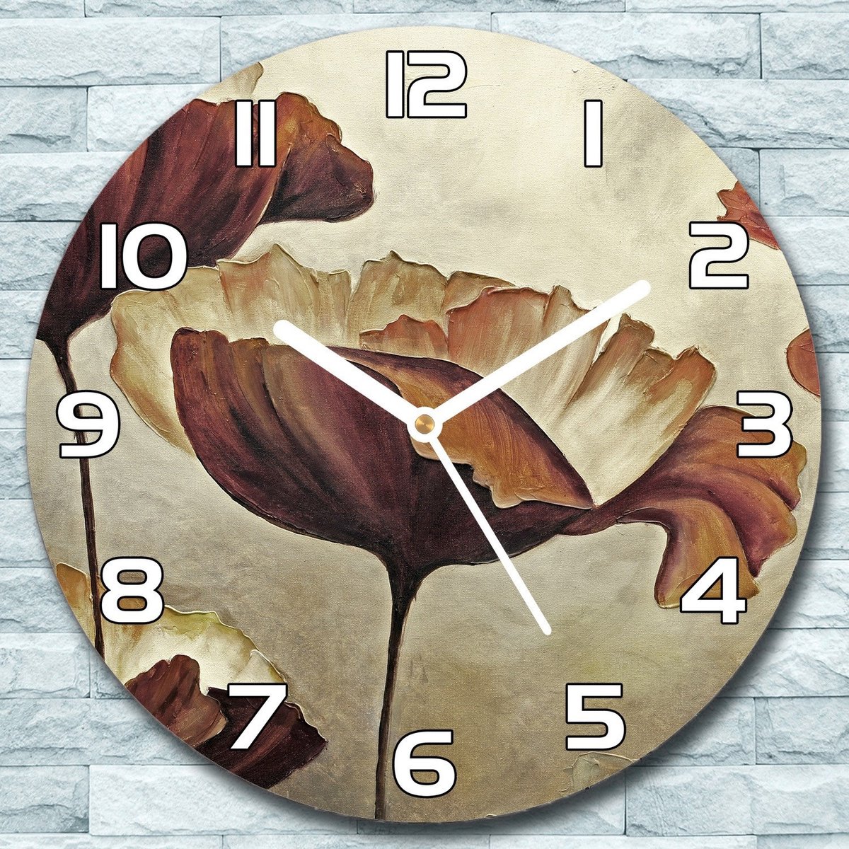 Coloray Wandklok - Elegante klaprozen Glazen Wandklok - 30fi cm - Bordeaux Wandklok - Wandklok Ronde - Wandklok Klassiek - Wandklokken Woonkamer - Stille Wandklok