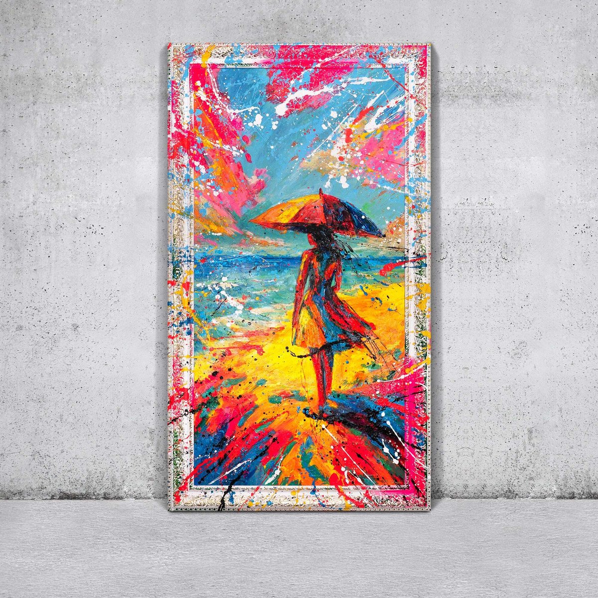 YS Canvas schilderij groot handgeschilderd richting de zon abstract optimistisch – YS-Art Gallery – Optimistische wanddecoratie voor woonkamer – Modern schilderij voor hal en kantoor White