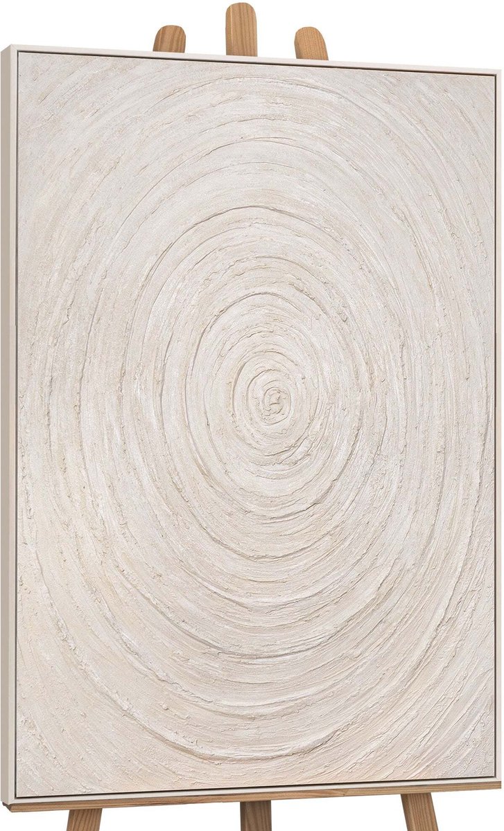Canvas schilderij handgeschilderd echoes of time abstract – YS-Art Gallery – Luxe wanddecoratie voor woonkamer – Modern schilderij voor slaapkamer en hal beige