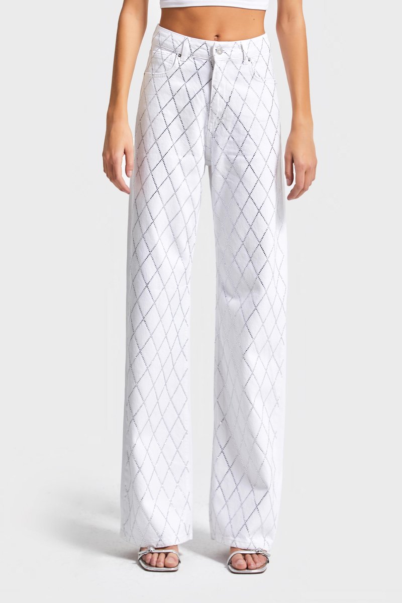 It's Basic - Rhinestone Straight High Rise Jeans