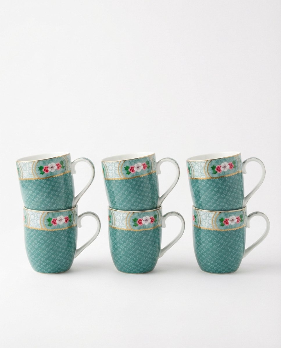 Pip Studio Blushing Birds Mokken - Koffiekopjes met Oor - Koffiemok - Servies set van 6 - 200ml