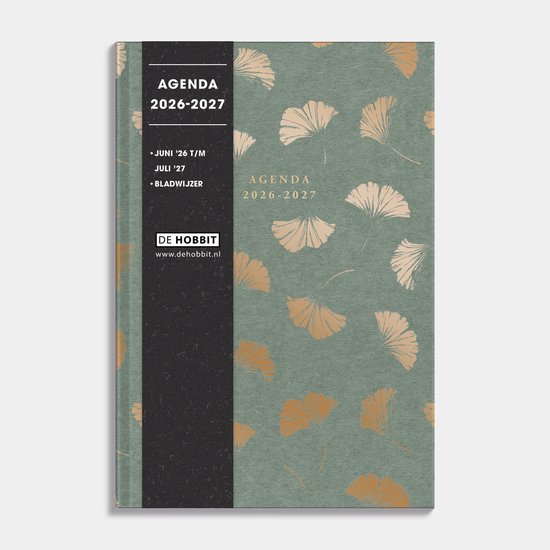 Hobbit - Schoolagenda 2026-2027 - 1 week op 2 pagina's - Harde Kaft - ±A5 (14 x 20,5 cm) - Ginkgo