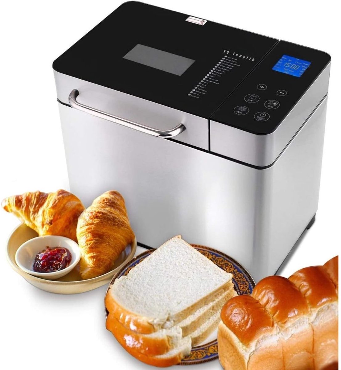 Quvo® Broodbakmachine - Broodmachine - Bakmachine Brood - Zilver- 33cm x 20cm x 30cm