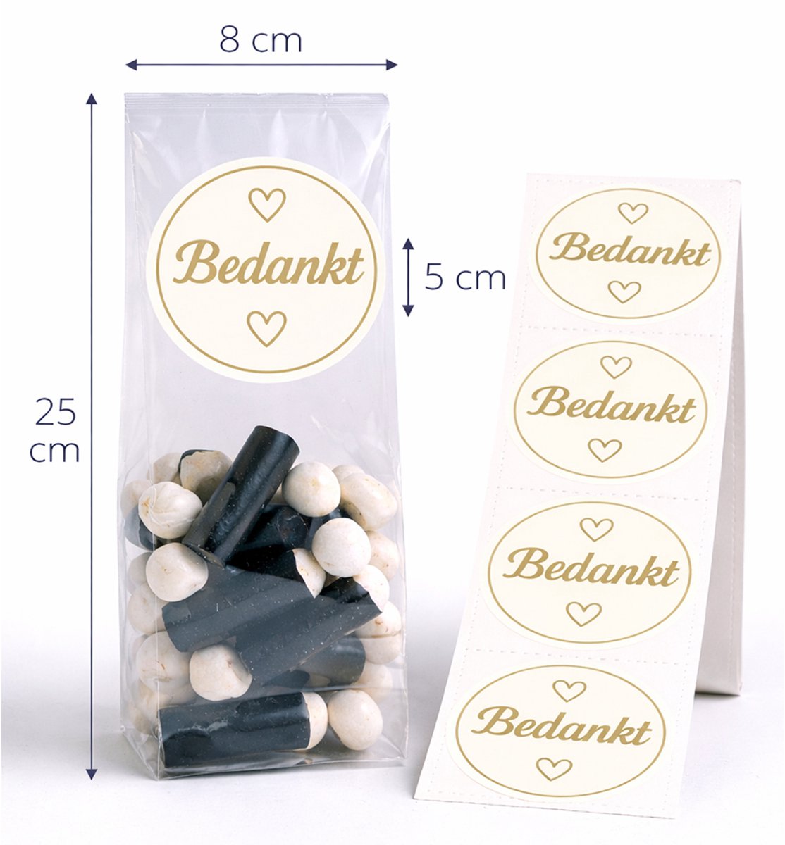 50x Uitdeelzakjes + 50 sluitstickers - Uitdeelzakjes Transparant - blokbodemzakjes transparant - Cellofaanzakjes - Blokbodemzak - Inpakzakjes - Traktatie zakjes - Plastic zakjes - Bedankt
